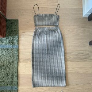 Reformation Black and White Checkered Skirt Set
